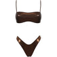 LM - Matinée Bikini Arianna lycra lamè marrone