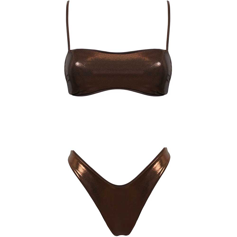 LM - Matinée Bikini Arianna lycra lamè marrone