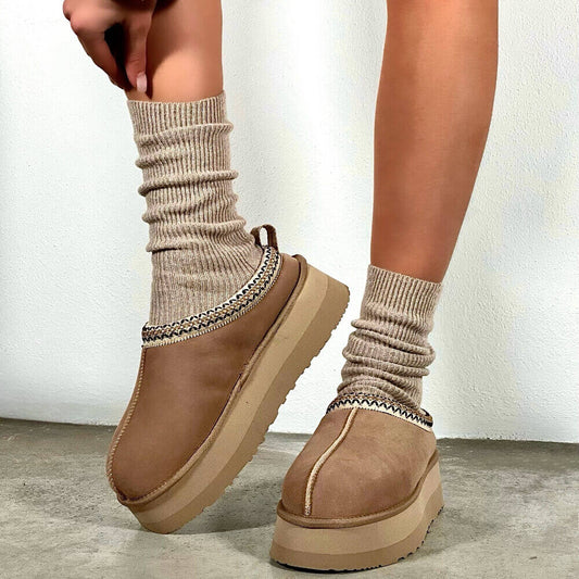 OF - Ciabatta Fluffy platform suede beige