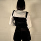 OF - ODI ODI Camicia Aurigo bianco nero con spilla fiocco