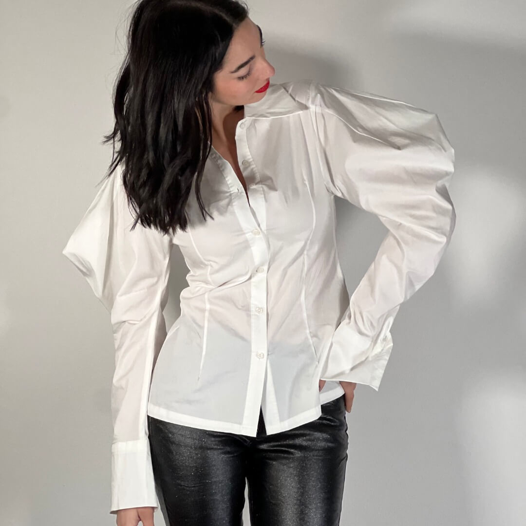 LM - Camicia Patrice bianco con spalle a sbuffo