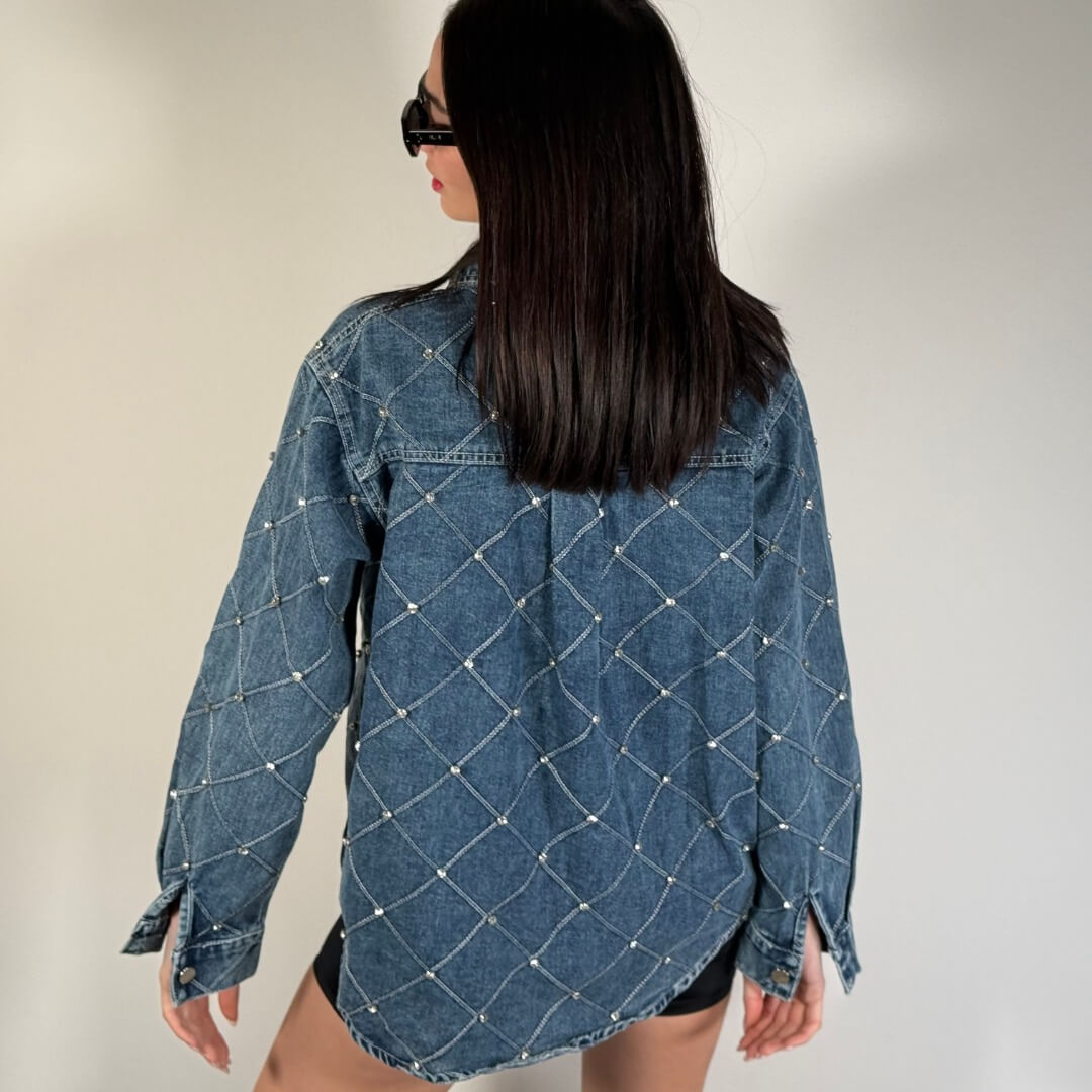 LM - Camicia Stella denim blue con pietre