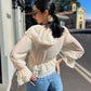 OF - Camicia Sveva rouches beige