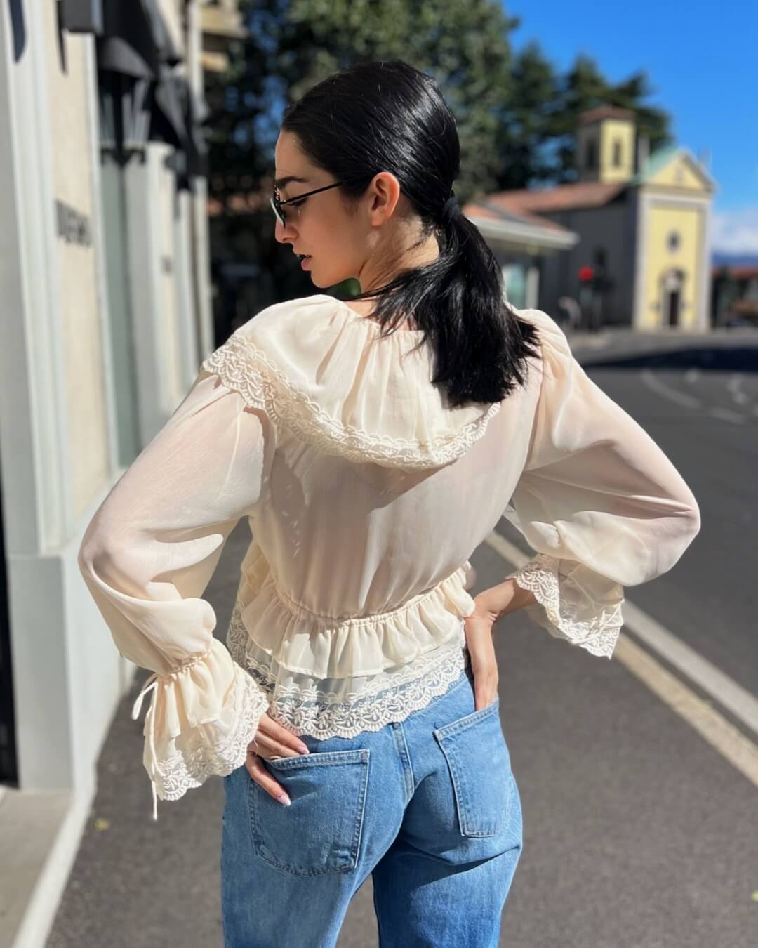 OF - Camicia Sveva rouches beige
