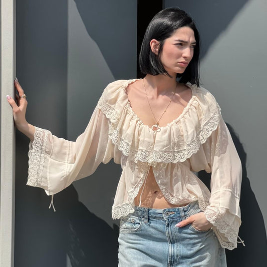 OF - Camicia Sveva rouches beige