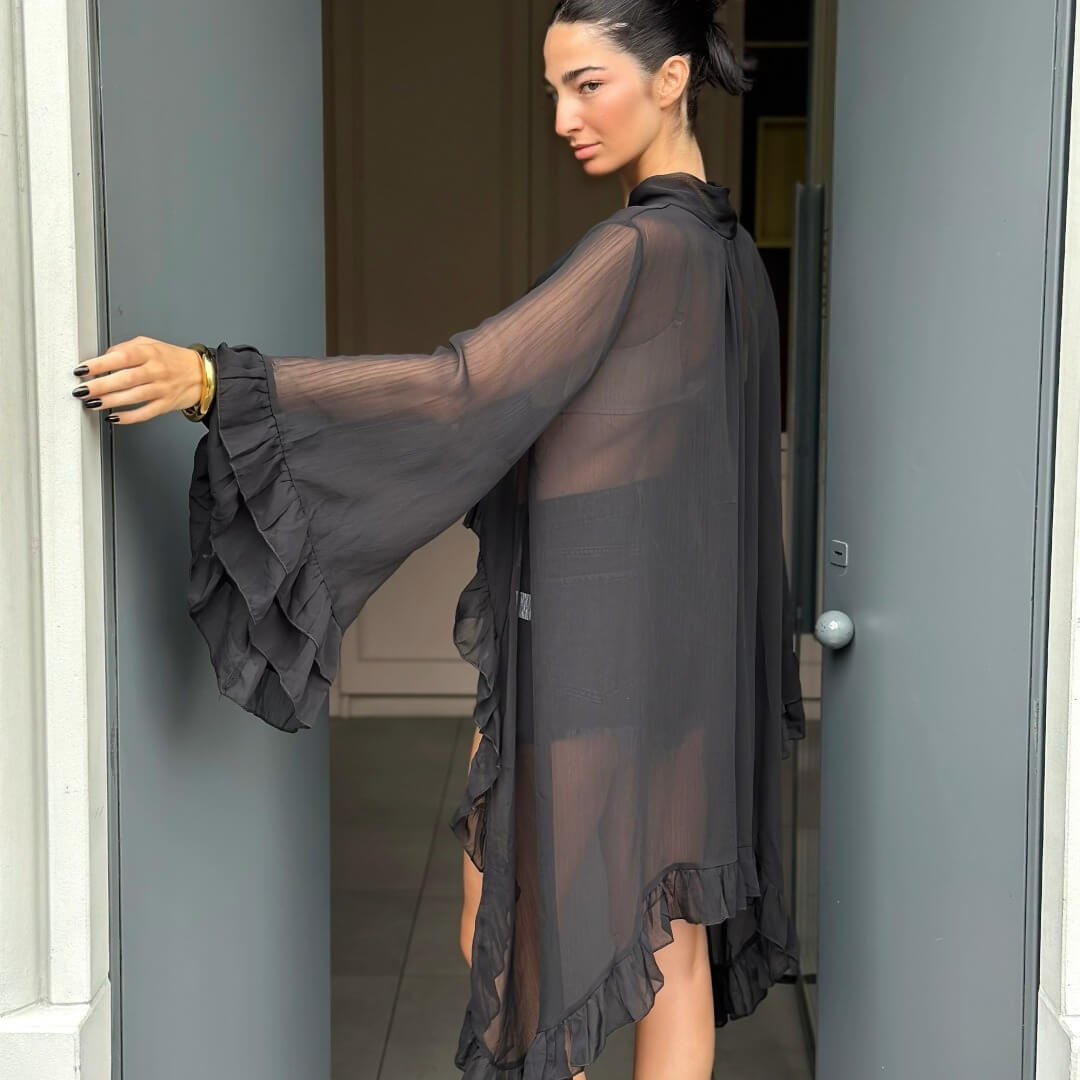 OF - Camicia Jiji rouches nero