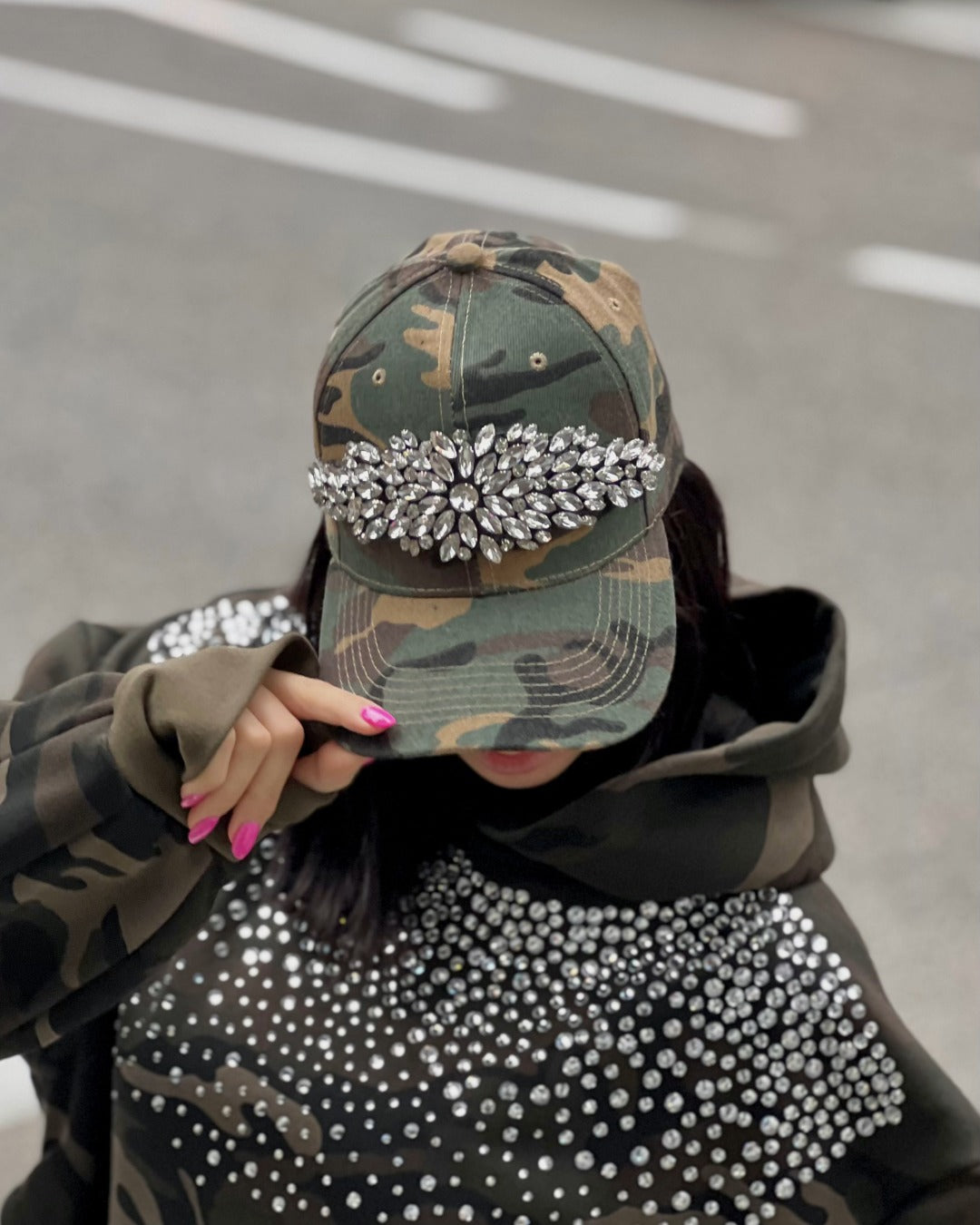 OF - Cappello Riri mimetico con pietre