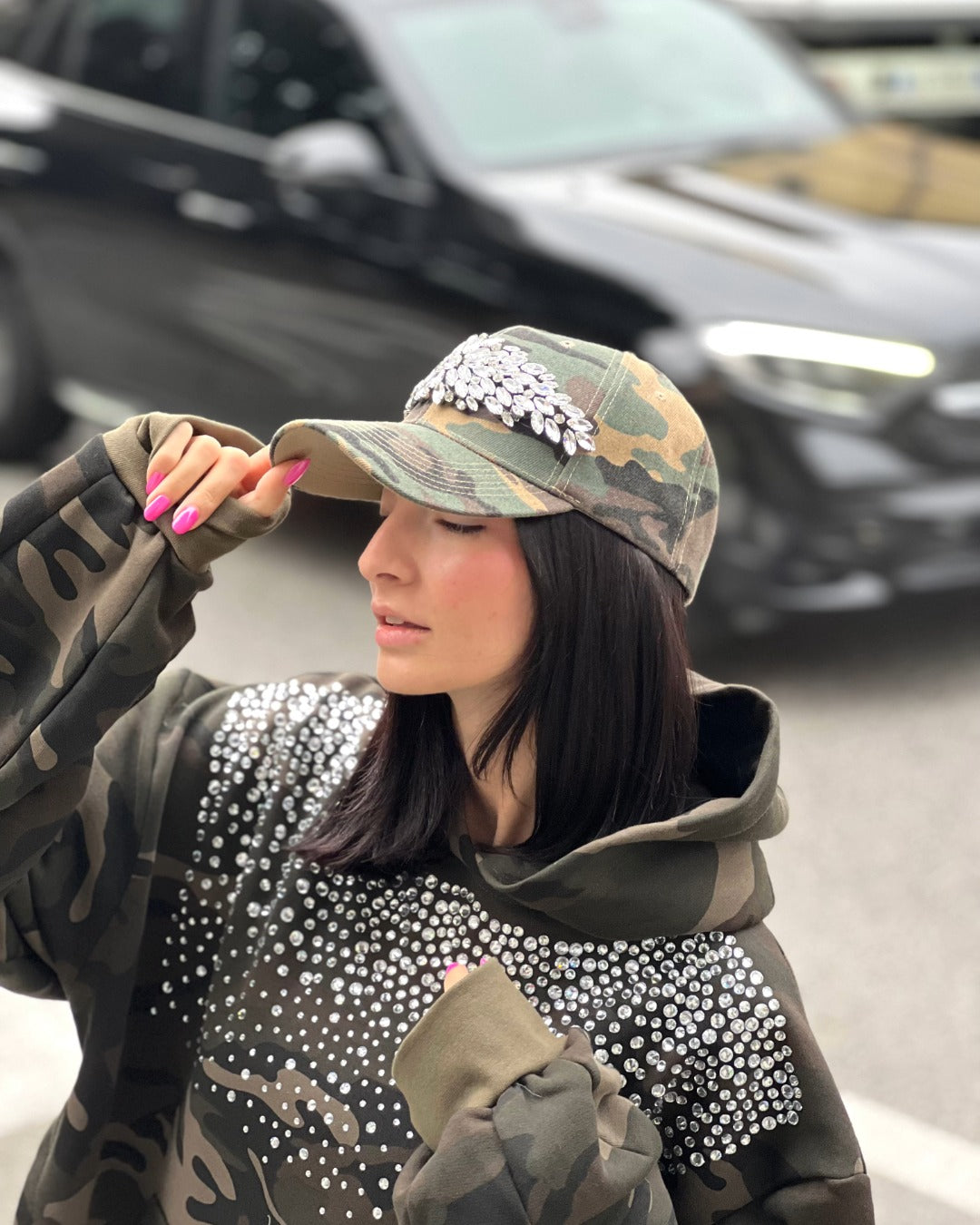 OF - Cappello Riri mimetico con pietre