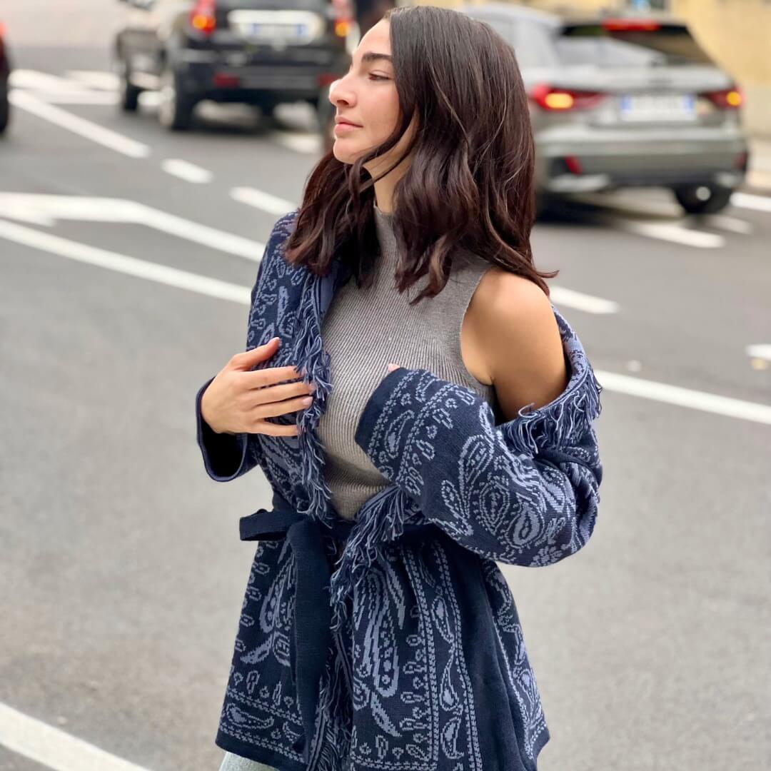 LM - Cardigan Rory blu fantasia