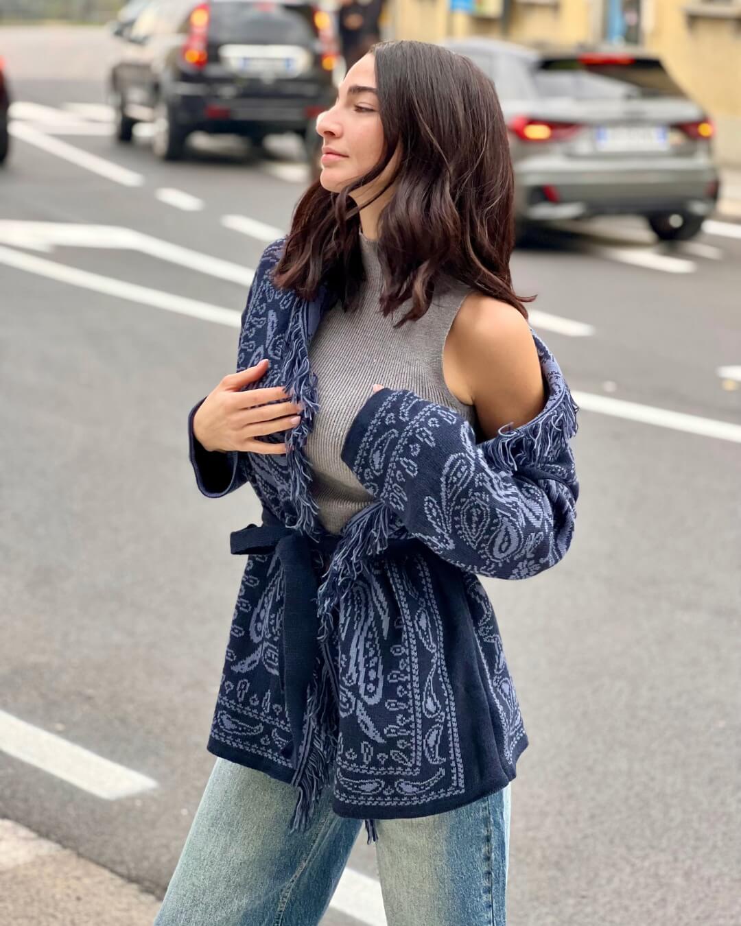 OF - Cardigan Rory blu fantasia