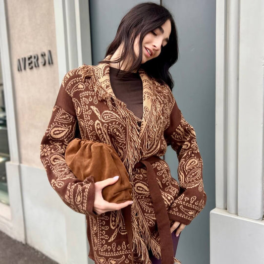 LM - Cardigan Rory marrone fantasia