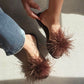 OF - Ciabattina Letty piume marrone