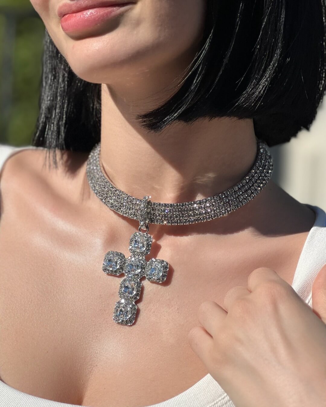 OF - Collana Zoe croce strass