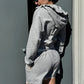 OF - Set completo Dewy grigio con rouches e pizzo