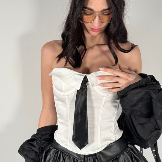 LM - Corpetto Cravatta bianco