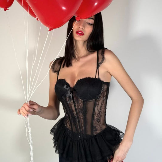 LM - Corsetto Antoine nero pizzo