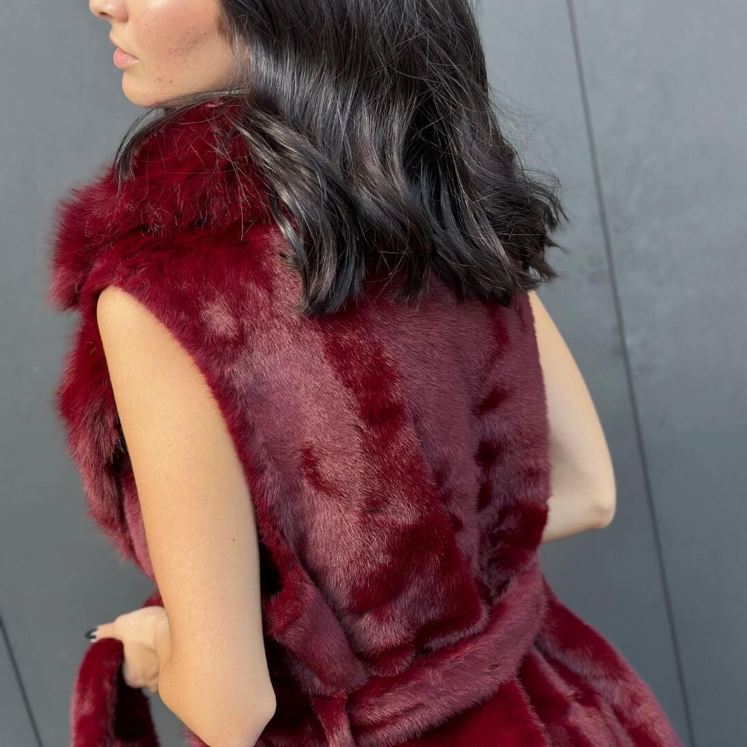 OF - Ecopelliccia smanicata Missy bordeaux