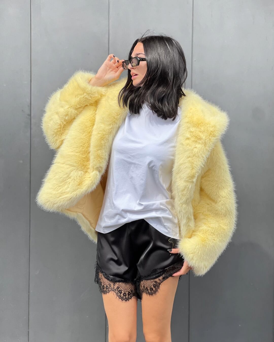 of - Ecopelliccia Miriam giallo con cappuccio