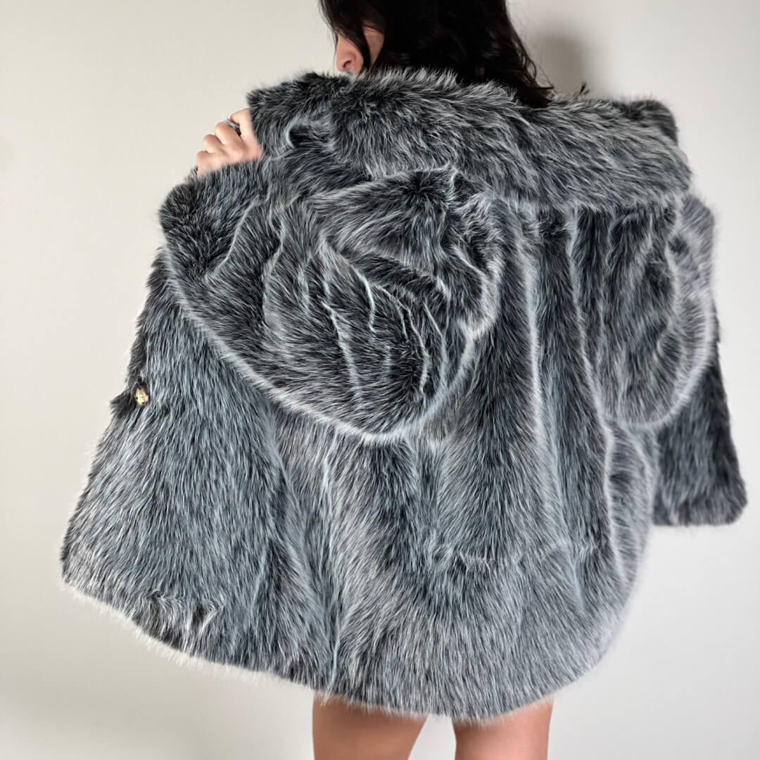 LM - Ecopelliccia Sabina nero/grigio