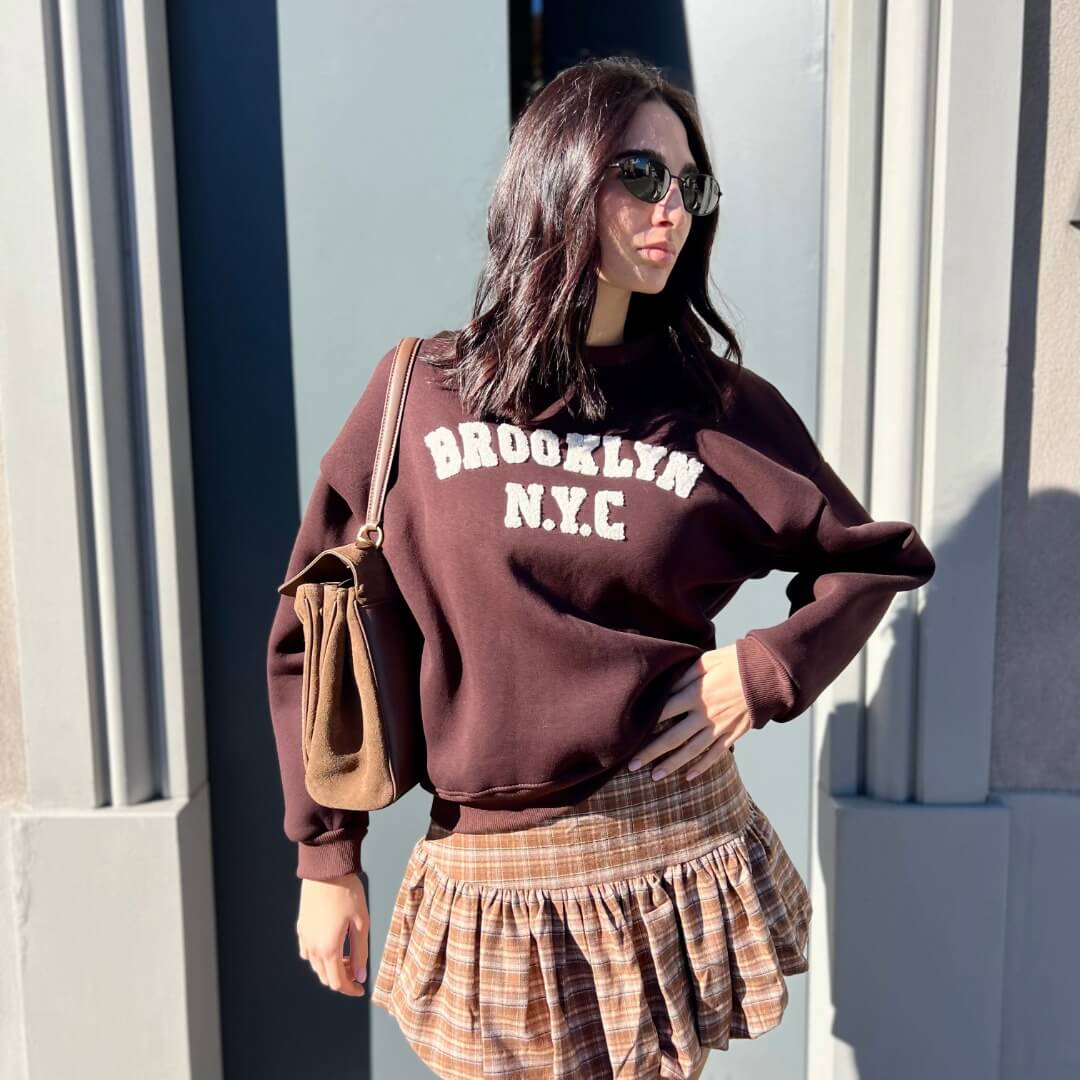 OF - Felpa Brooklyn marrone