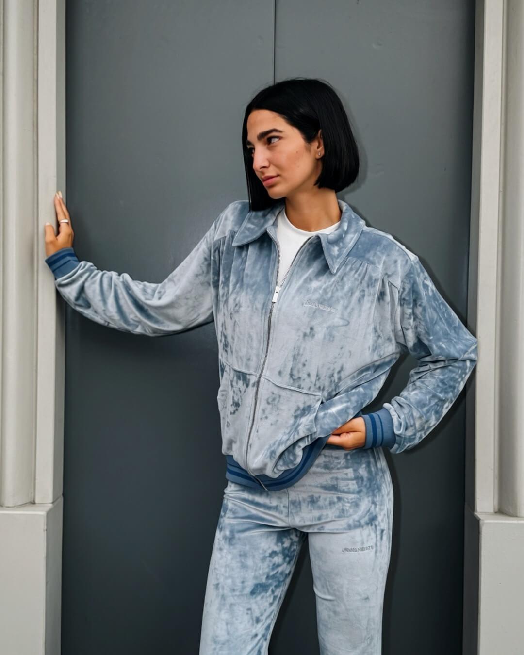 OF - Hinnominate Felpa full zip ciniglia celeste