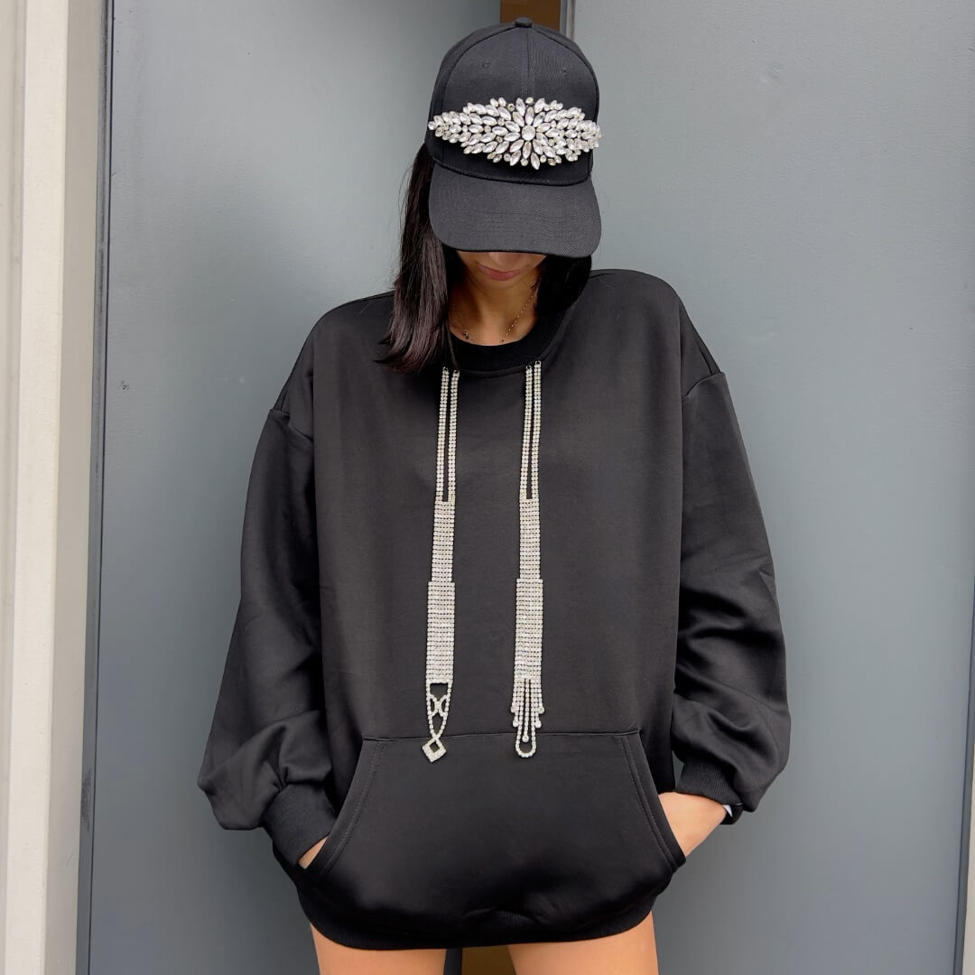 OF - Felpa Express nero con accessorio argento