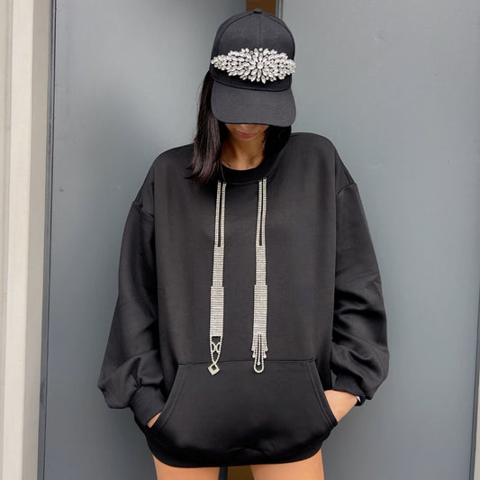 OF - Felpa Express nero con accessorio argento