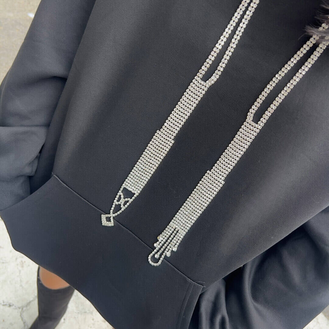 OF - Felpa Express nero con accessorio argento