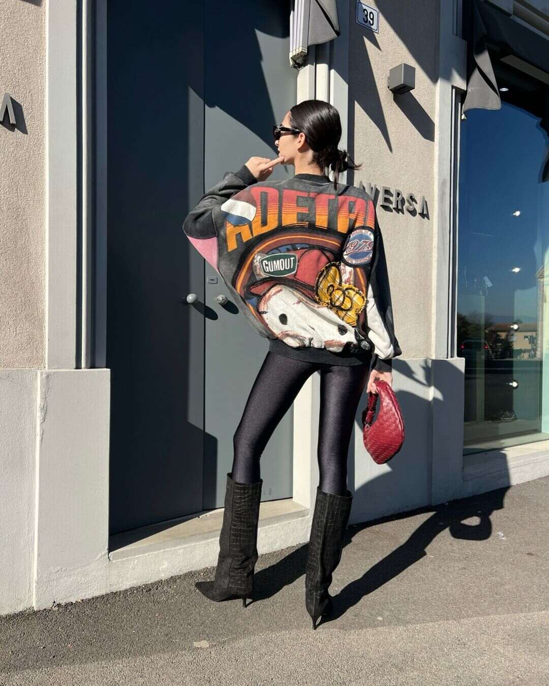 OF - Bomber felpa Kitty nero vintage