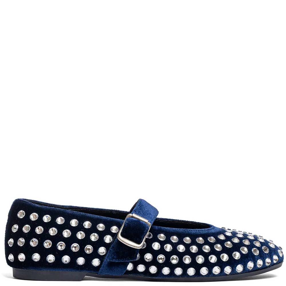 LM - Ballerina Gioia velluto blu con pietre