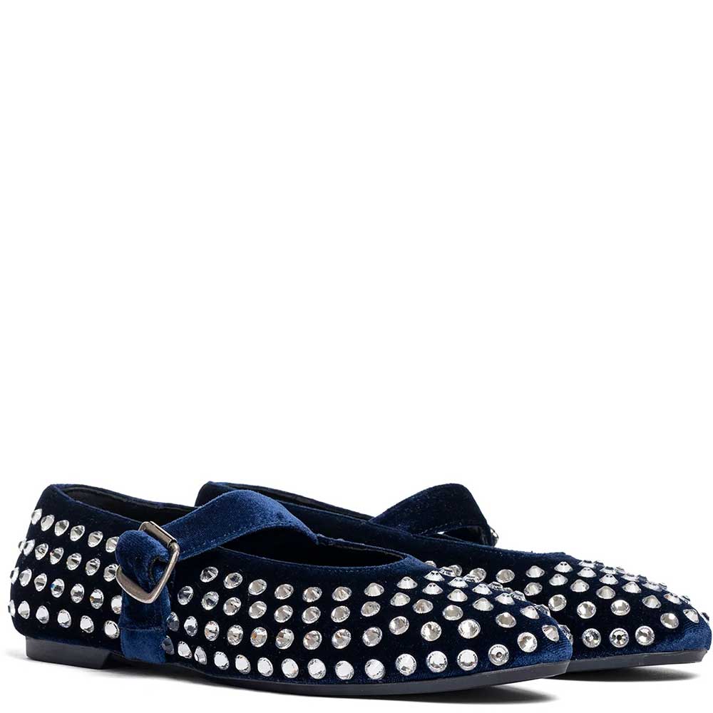 LM - Ballerina Gioia velluto blu con pietre
