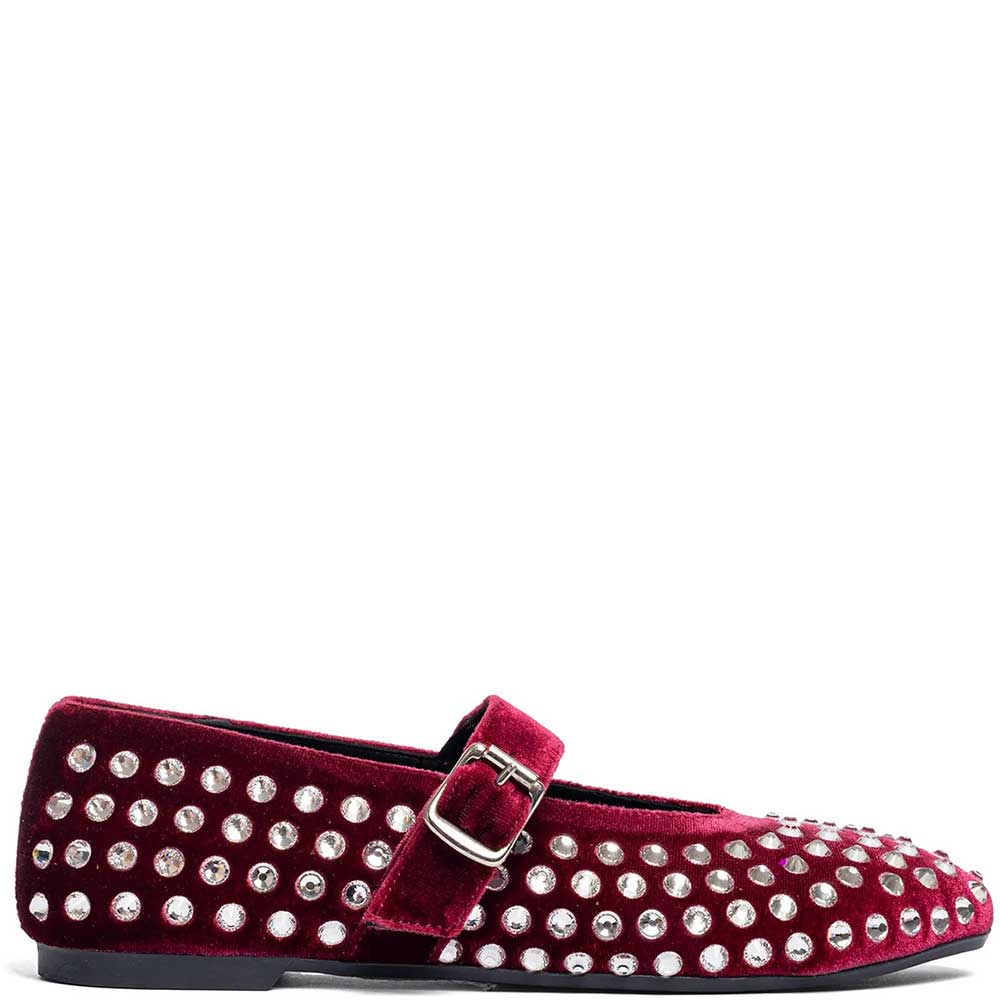 LM - Ballerina Gioia velluto bordeaux con pietre