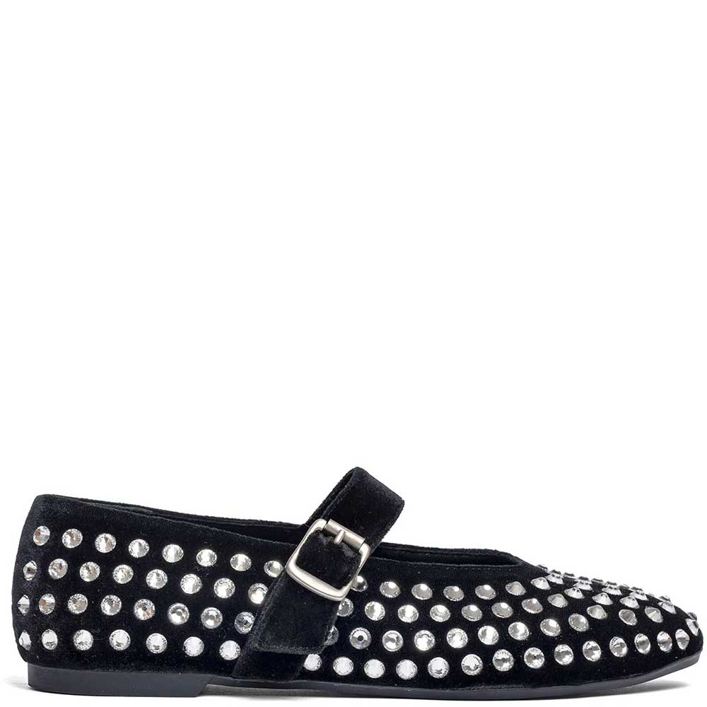 LM - Ballerina Gioia velluto nero con pietre