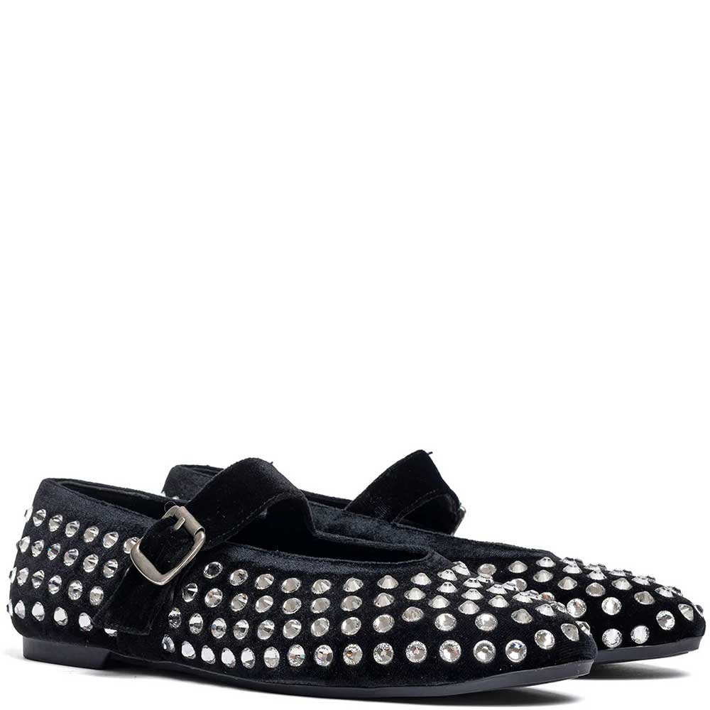 LM - Ballerina Gioia velluto nero con pietre