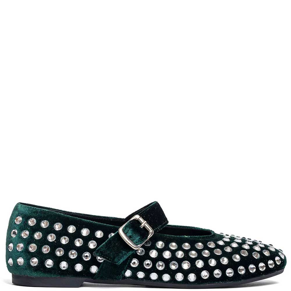 LM - Ballerina Gioia velluto verde con pietre