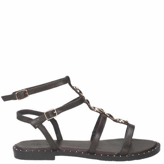 LM - Sandalo basso Tia testa di moro con accessorio oro