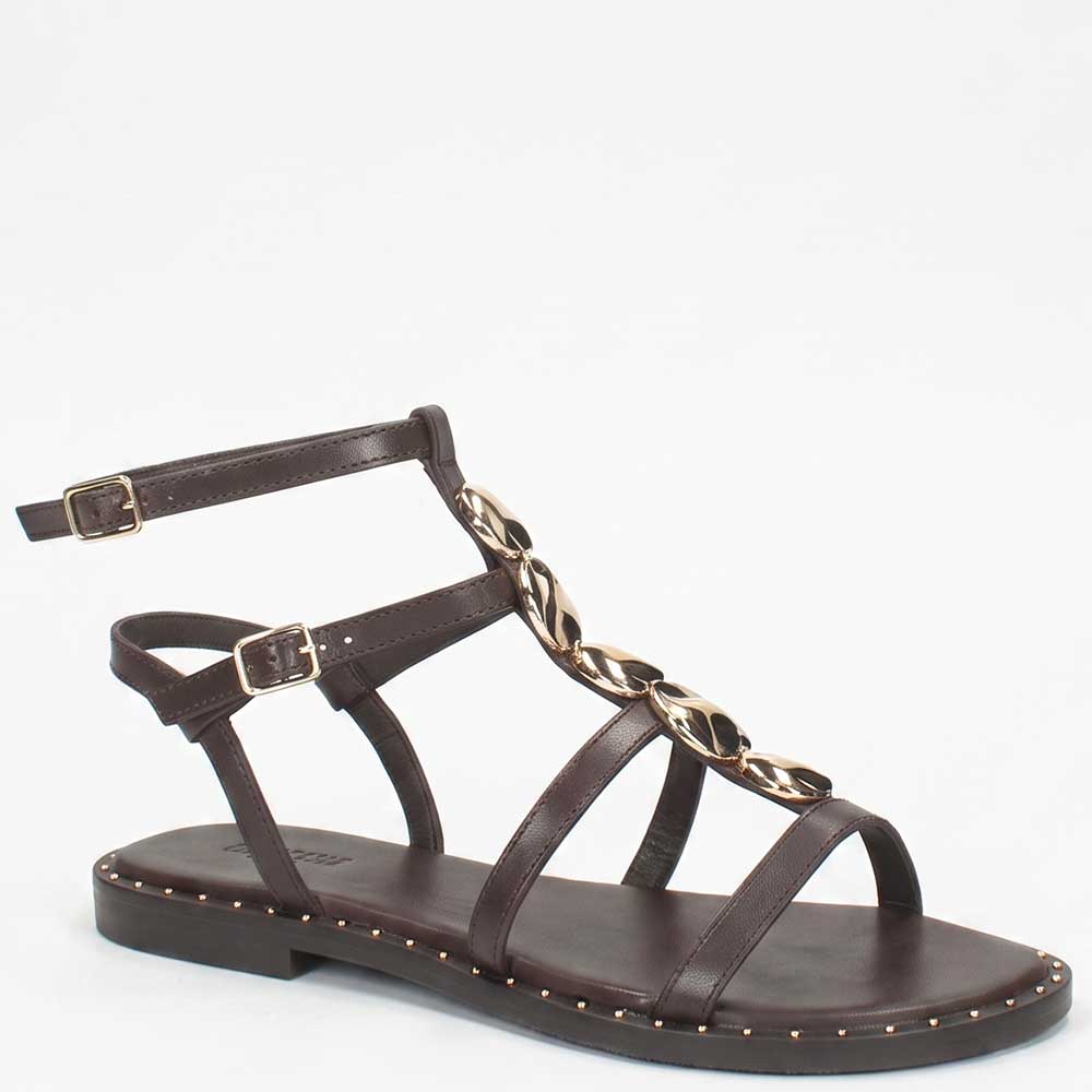 LM - Sandalo basso Tia testa di moro con accessorio oro