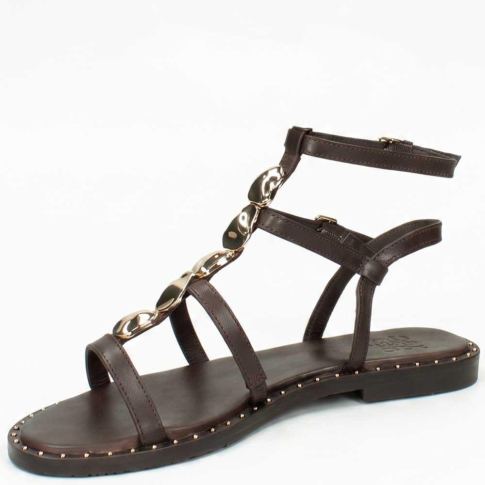 LM - Sandalo basso Tia testa di moro con accessorio oro
