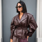 OF - Giacca Betty ecopelle bordeaux