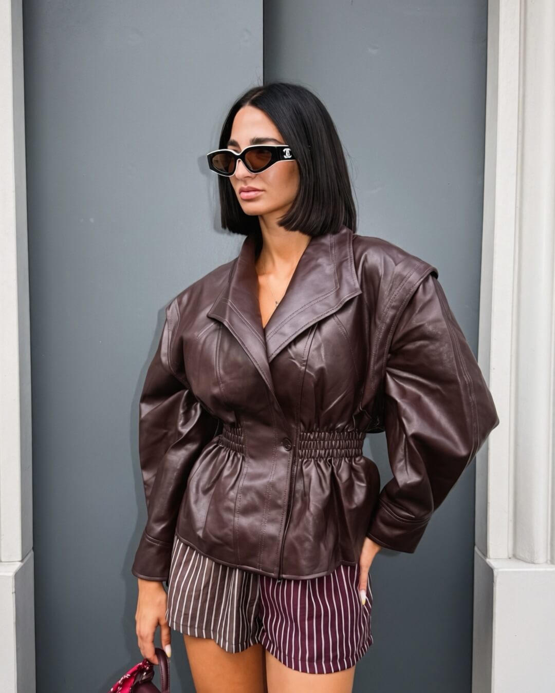 OF - Giacca Betty ecopelle bordeaux