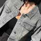 OF - Giacca Lily denim grigio con strass