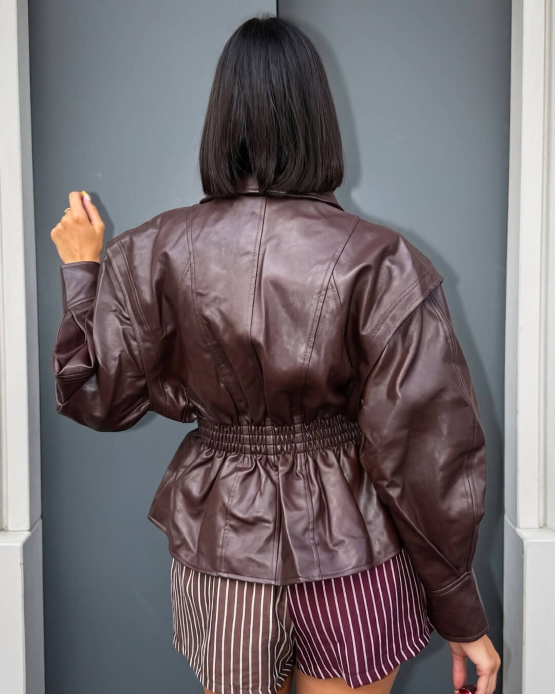 OF - Giacca Betty ecopelle bordeaux