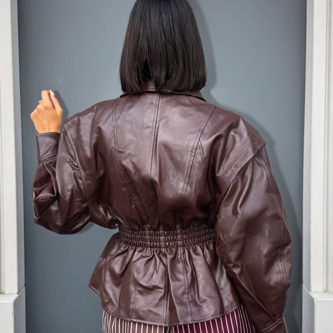 OF - Giacca Betty ecopelle bordeaux