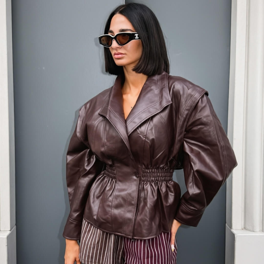 LM - Giacca Betty ecopelle bordeaux