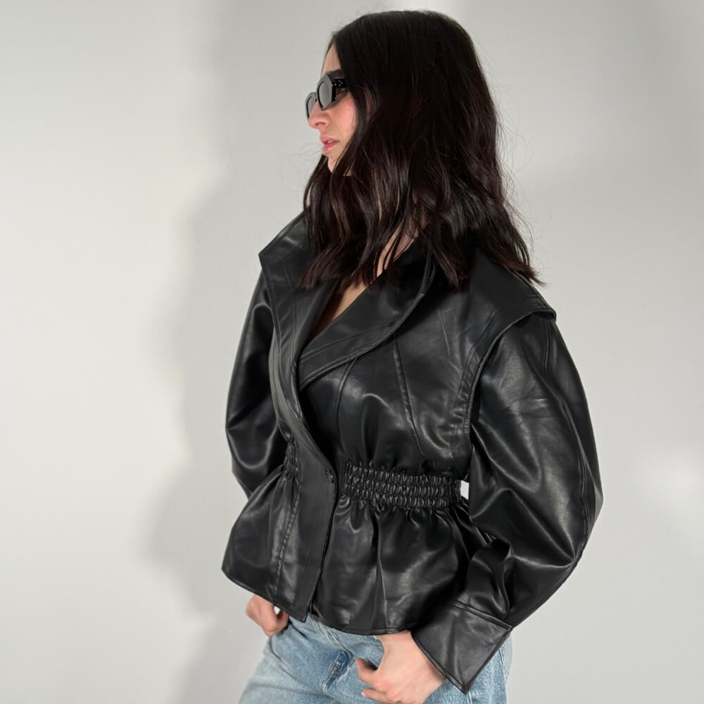 OF - Giacca Betty ecopelle nero