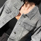 OF - Giacca Lily denim grigio con strass