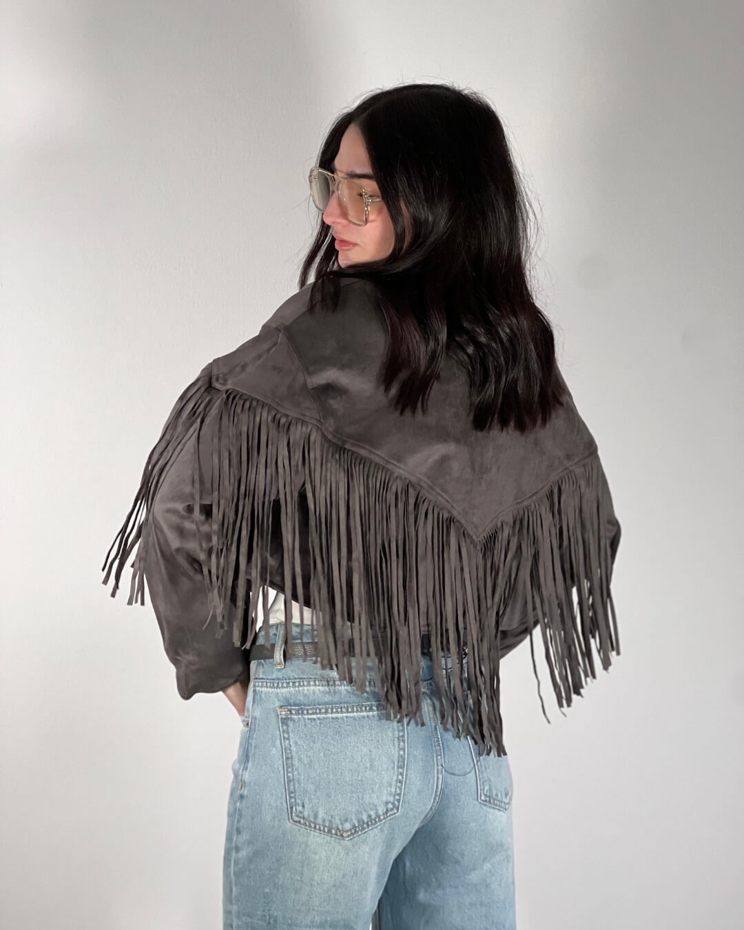 OF - Giacca Matisse grigio con frange