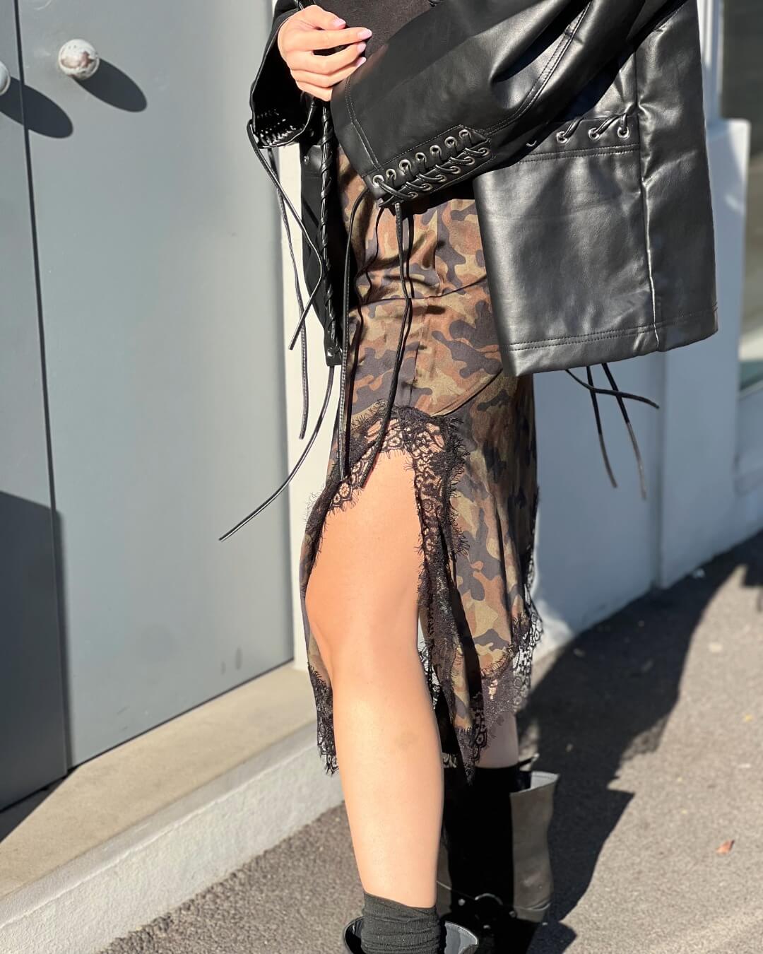 OF - LUMINA Gonna Mimetics con inserti in pizzo