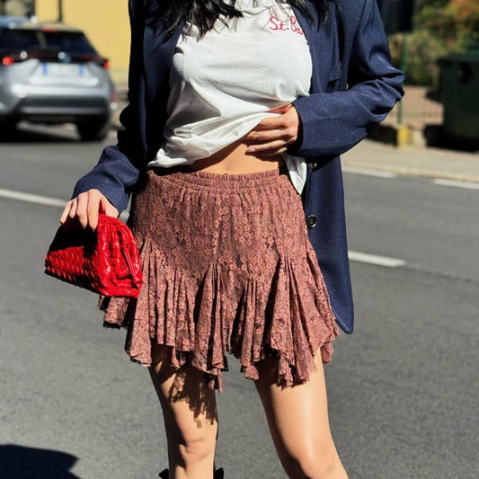 LM - Gonna Polly pizzo marrone con voulant