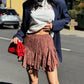 OF - Gonna Polly pizzo marrone con voulant